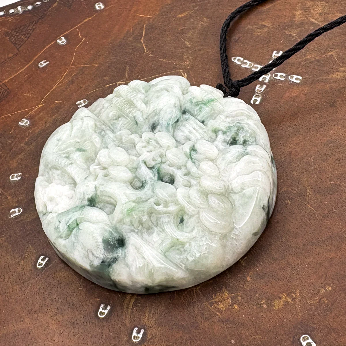 Certified Floral Green Natural A Jade Jadeite Pendant Landscape Painting Necklace - Image 7