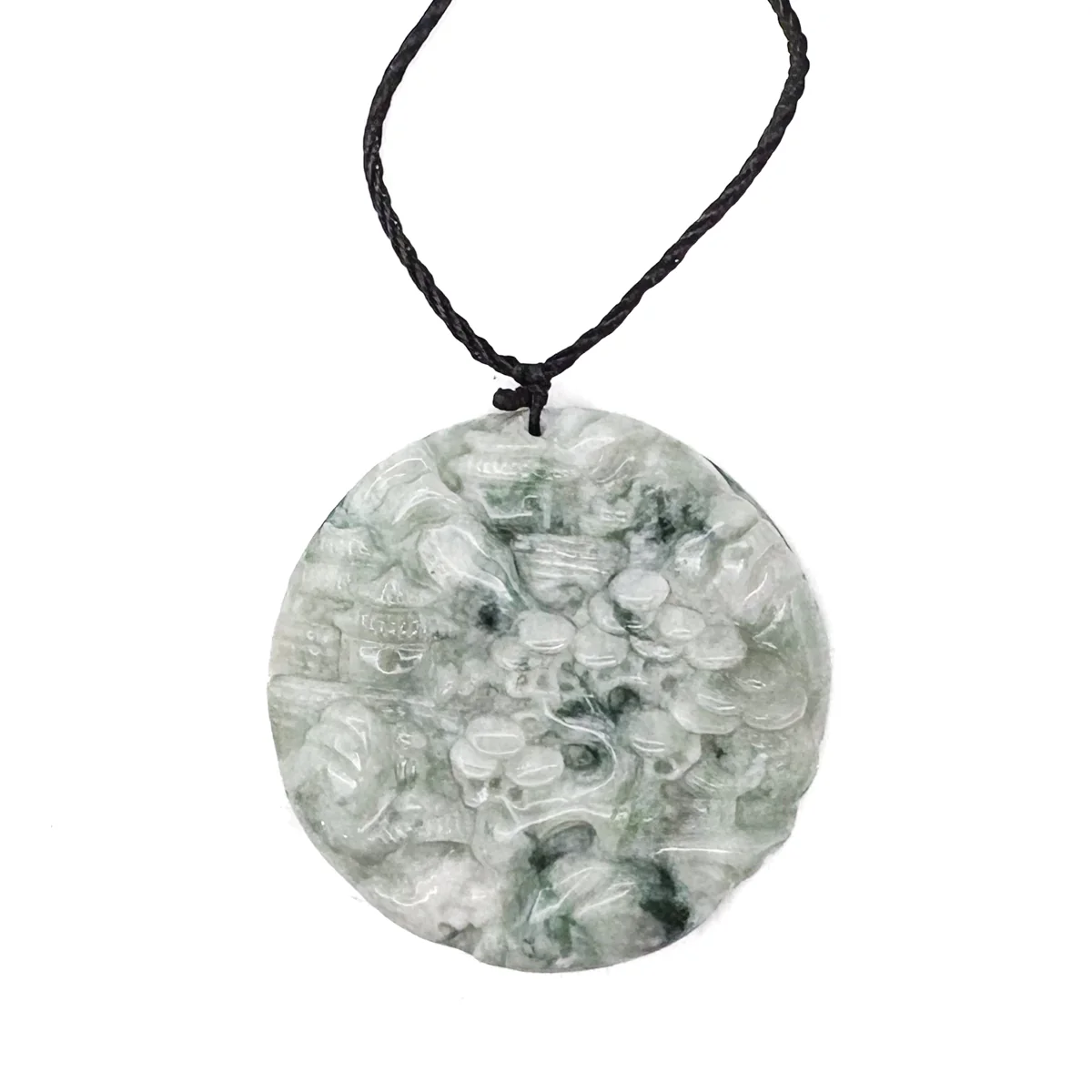 Certified Floral Green Natural A Jade Jadeite Pendant Landscape Painting Necklace - Image 9