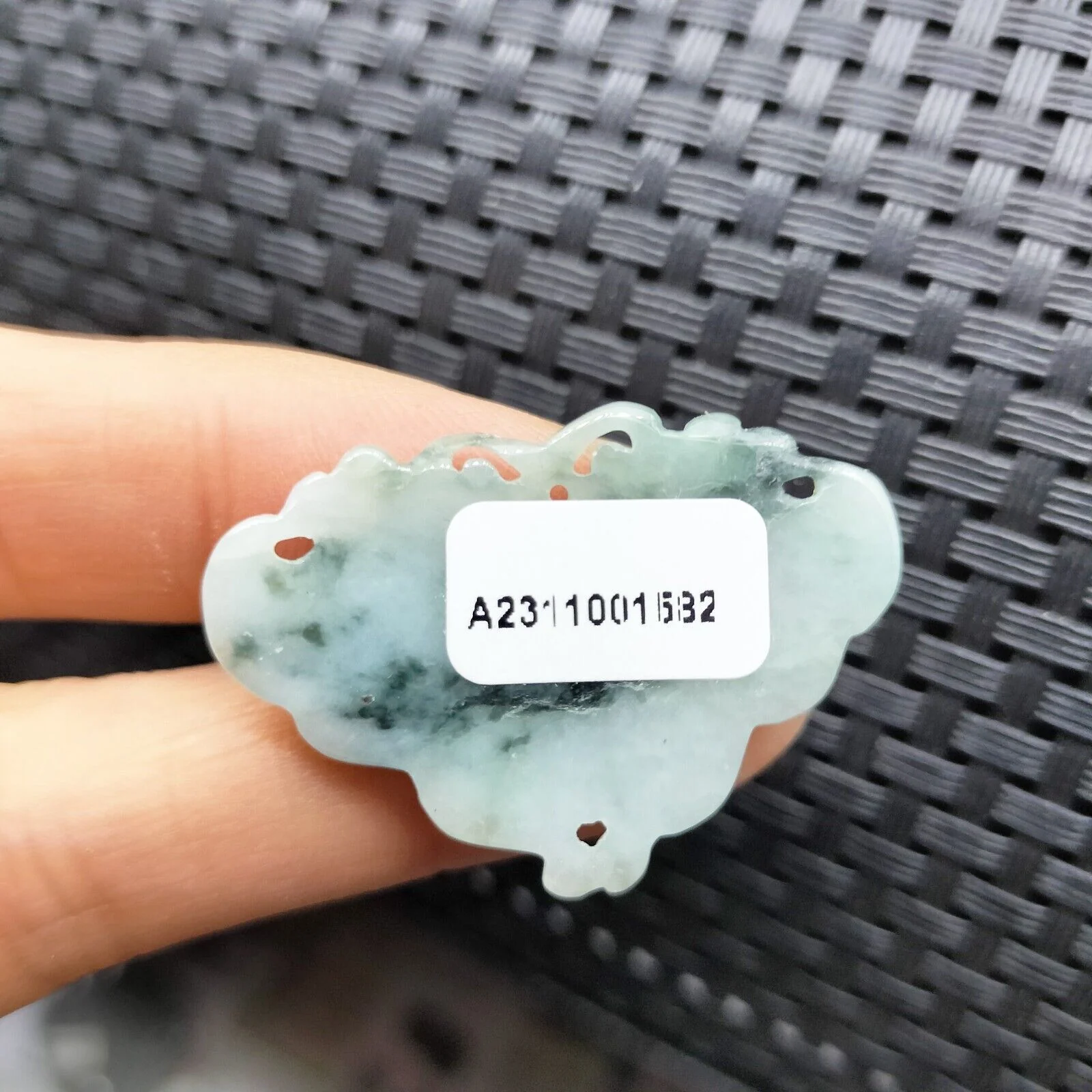 Certified Floral Green Natural Type A Jade Jadeite Carved Butterfly Pendant - Image 3