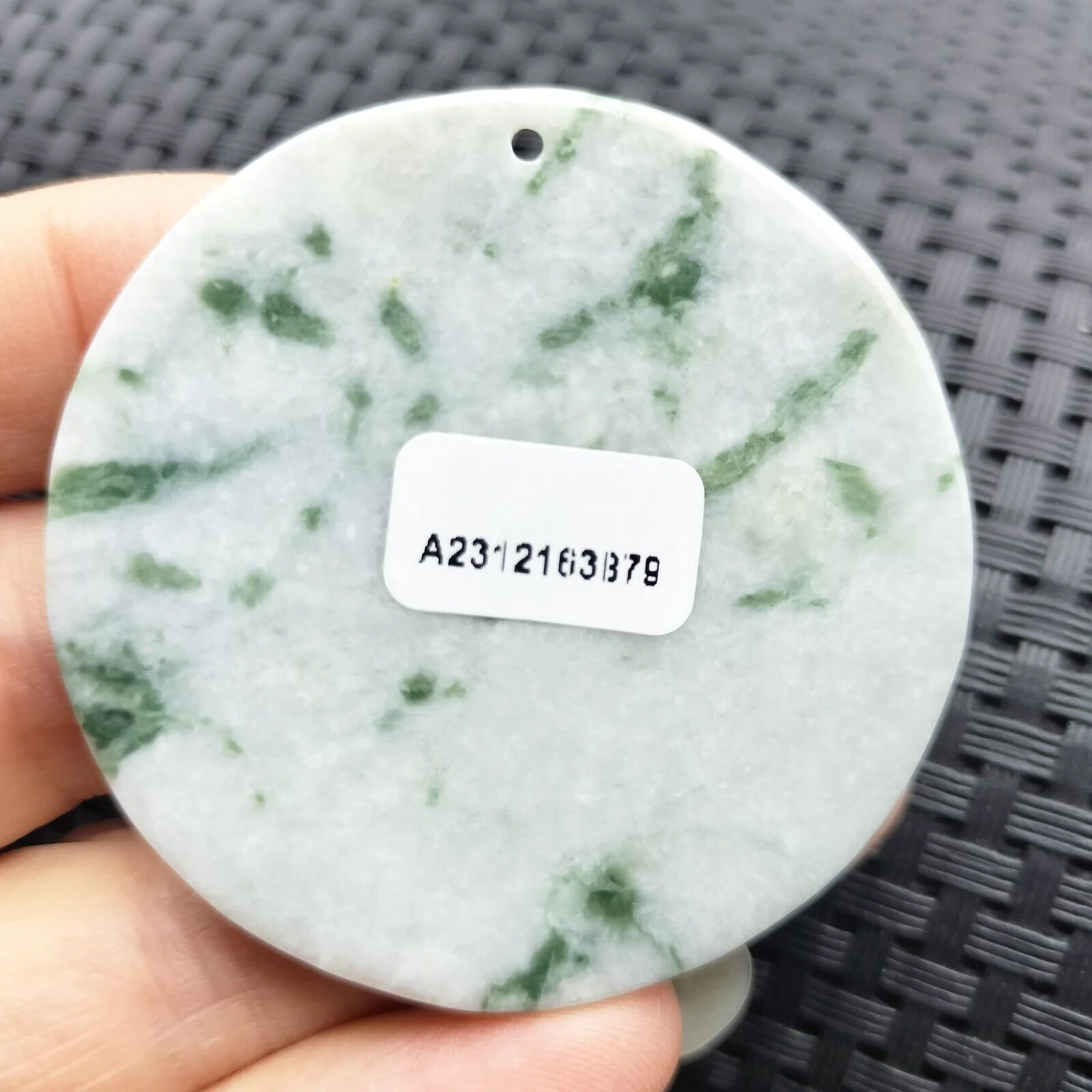 Certified Floral Green Natural Type A Jade Jadeite Carved Flower Pendant - Image 5