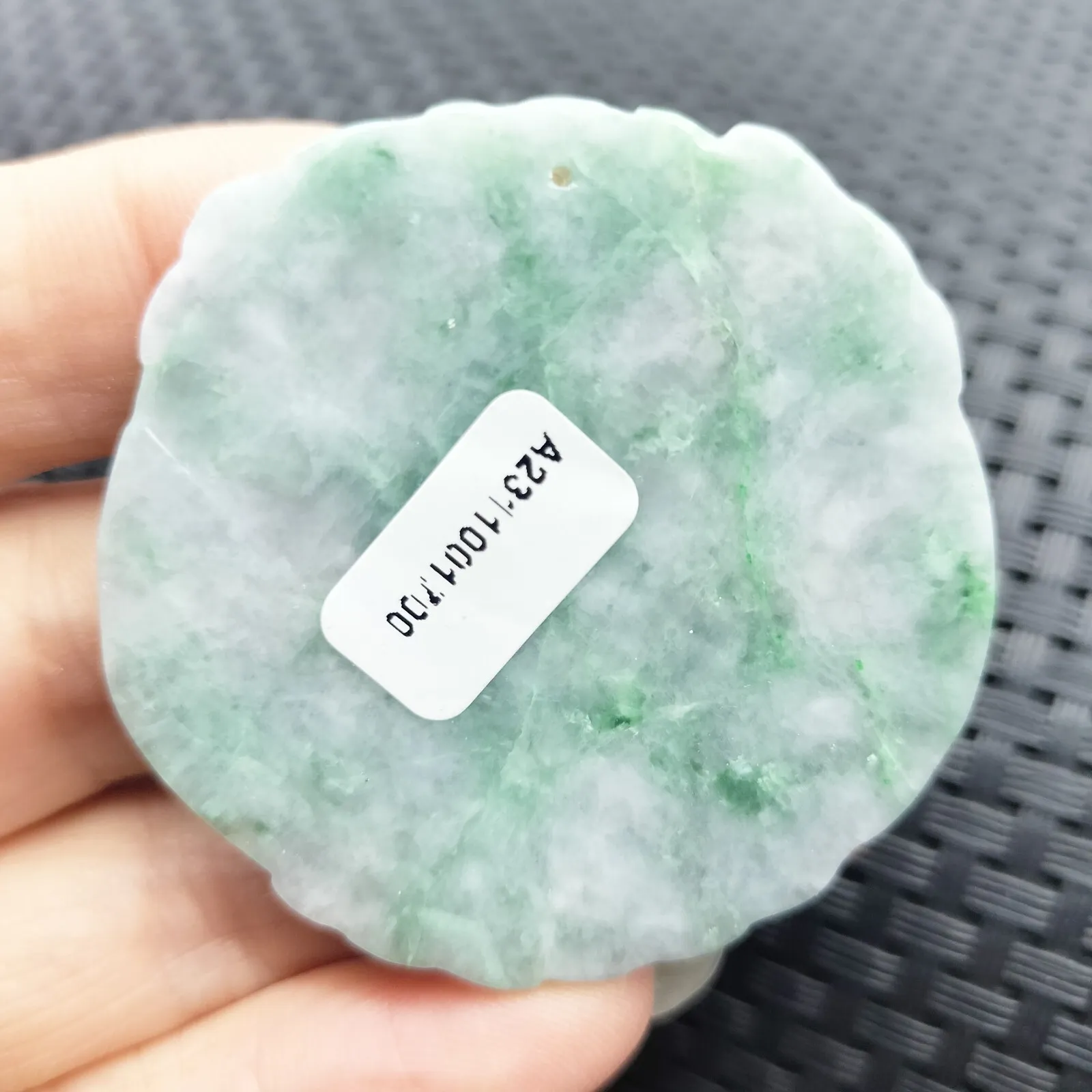 Certified Floral Green Natural Type A Jadeite Carved Happy Buddha God Pendant - Image 5
