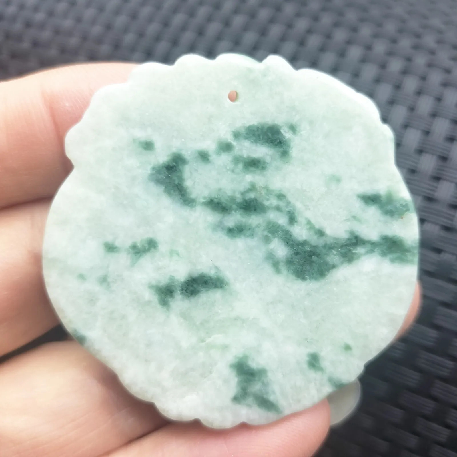 Certified Floral Green Natural Type A Jadeite Carved Happy Buddha God Pendant - Image 6