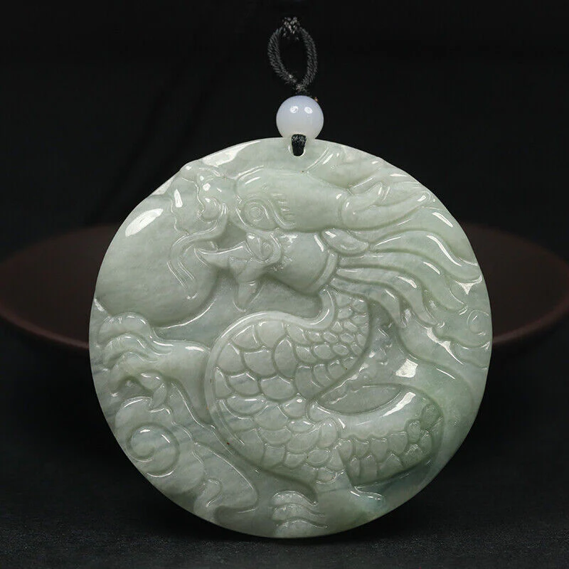 Certified Grade A 100% Natural Green Burma Jadeite Jade Pendant Dragon Necklace - Image 2