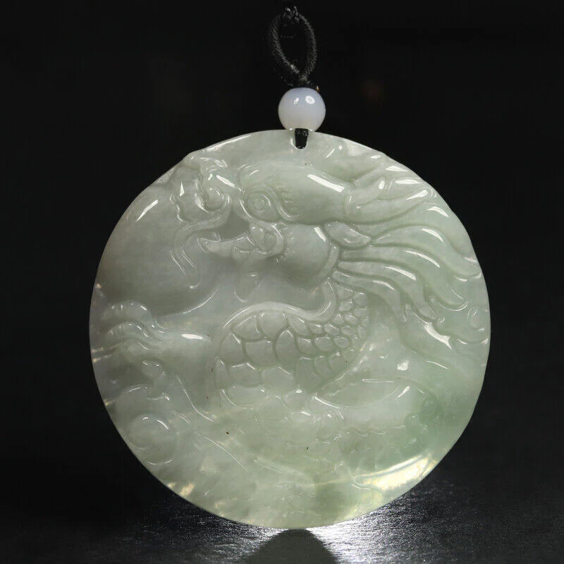 Certified Grade A 100% Natural Green Burma Jadeite Jade Pendant Dragon Necklace - Image 4