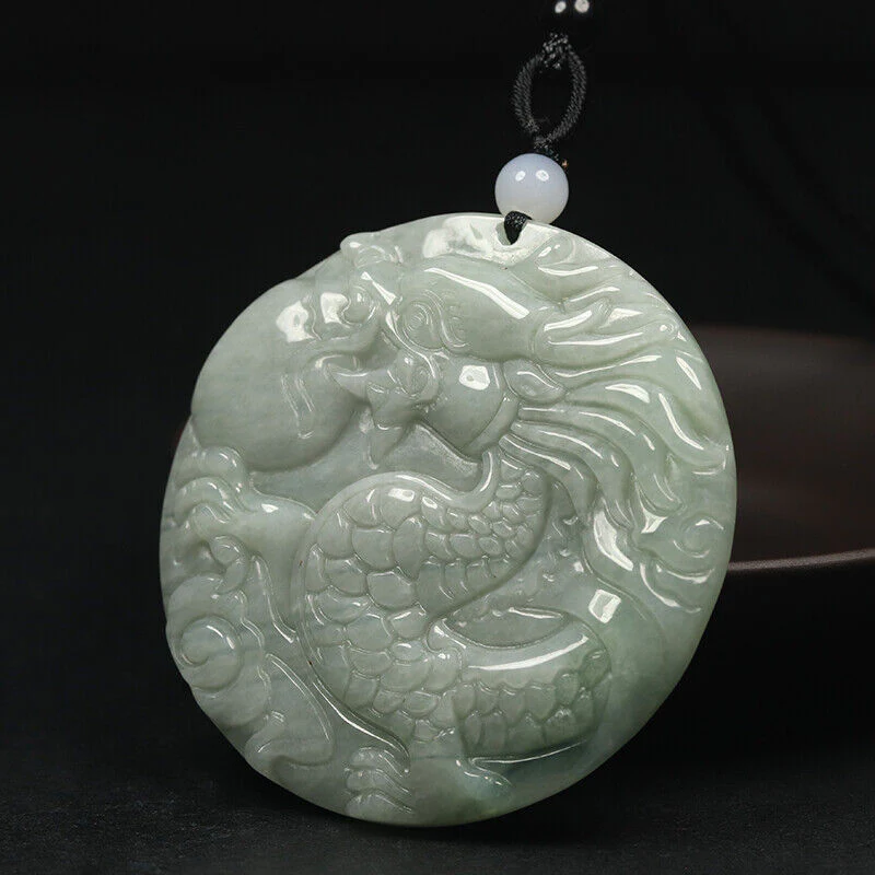 Certified Grade A 100% Natural Green Burma Jadeite Jade Pendant Dragon Necklace - Image 5