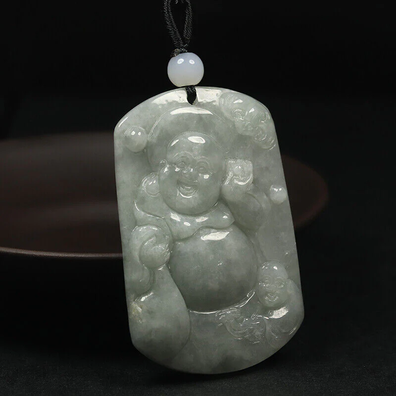 Certified Grade A 100% Natural Green Jade Jadeite Pendant Carved Buddha Necklace - Image 3