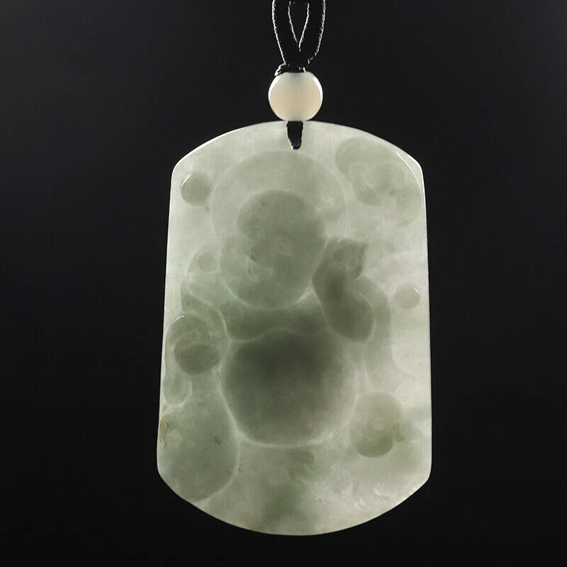Certified Grade A 100% Natural Green Jade Jadeite Pendant Carved Buddha Necklace - Image 4