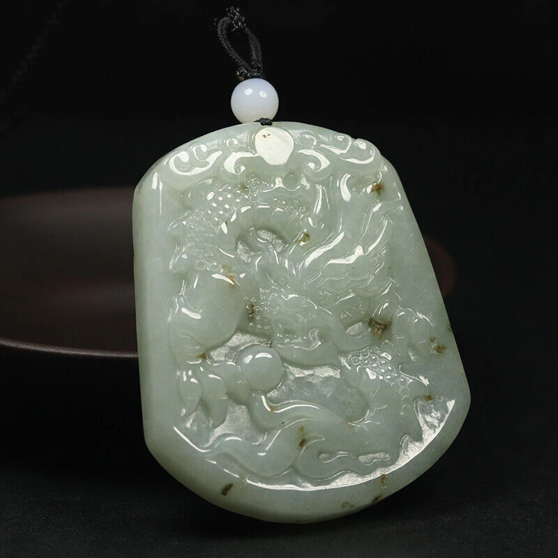 Certified Grade A 100% Natural Green Jade Jadeite Pendant Carved Dragon Necklace - Image 2