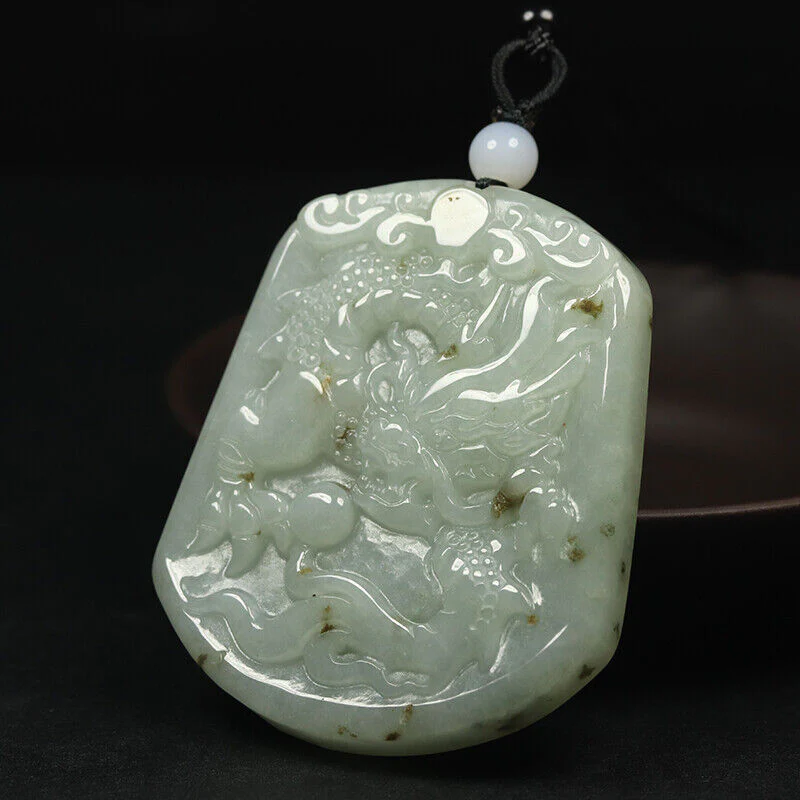 Certified Grade A 100% Natural Green Jade Jadeite Pendant Carved Dragon Necklace - Image 3