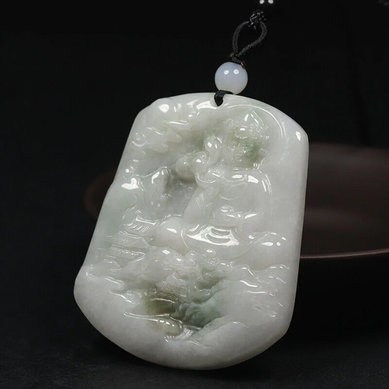 Certified Grade A 100% Natural Green Jadeite Jade Pendant Kwan Yin Necklace - Image 2