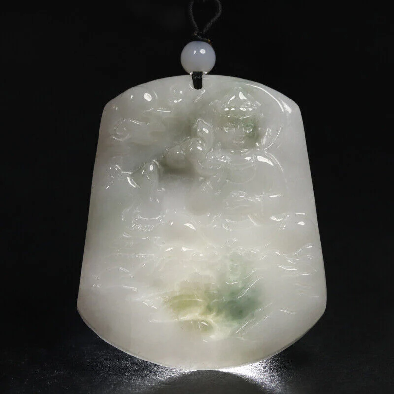 Certified Grade A 100% Natural Green Jadeite Jade Pendant Kwan Yin Necklace - Image 4