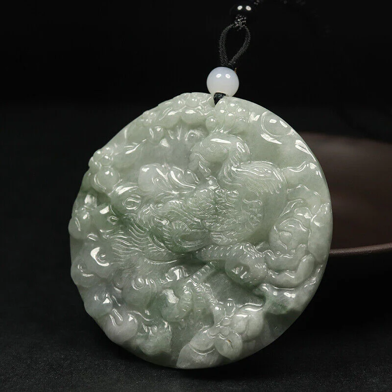 Certified Grade A 100% Natural Oil Green Jadeite Jade Pendant Phoenix - Image 2