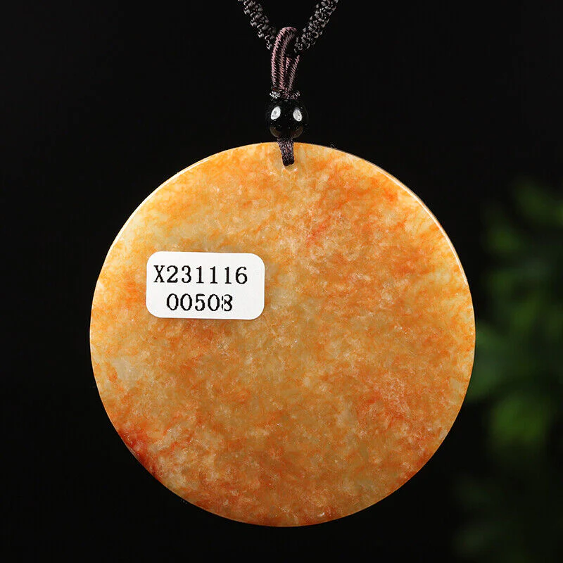 Certified Grade A Brown Green Natural Jade Jadeite Pendant Kwan Yin Necklace - Image 3
