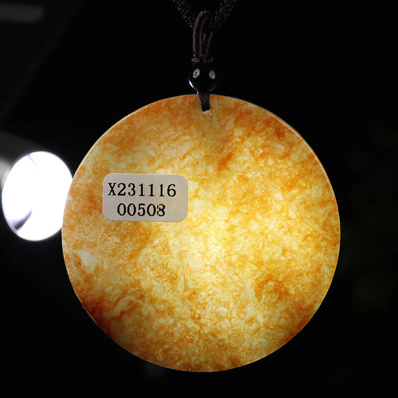 Certified Grade A Brown Green Natural Jade Jadeite Pendant Kwan Yin Necklace - Image 4
