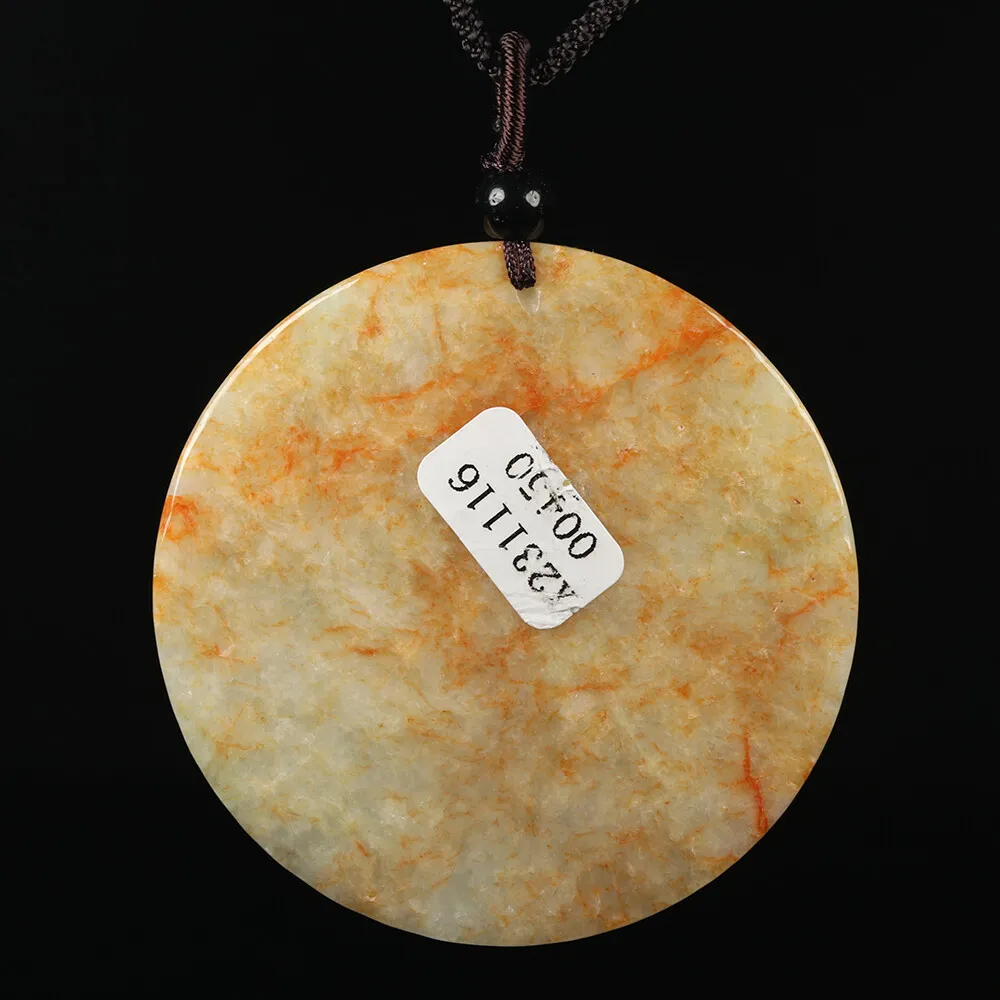 Certified Grade A Brown Green Natural Jadeite Jade Pendant Kwan-Yin Necklace - Image 6