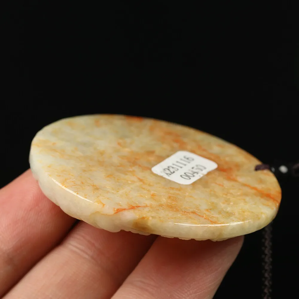Certified Grade A Brown Green Natural Jadeite Jade Pendant Kwan-Yin Necklace - Image 7