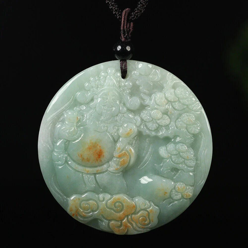 Certified Grade A Brown Green Natural Jadeite Jade Pendant Ruyi Money God Necklace - Image 12