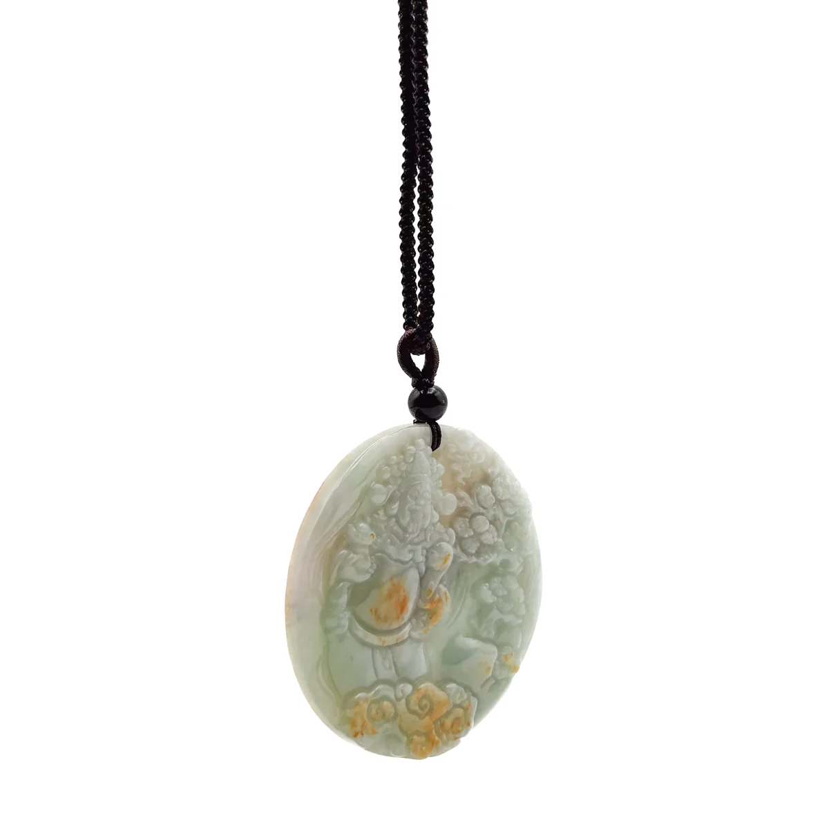 Certified Grade A Brown Green Natural Jadeite Jade Pendant Ruyi Money God Necklace - Image 3