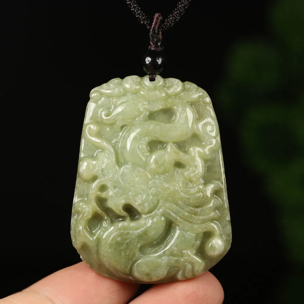 Certified Grade A Green Natural Jade Jadeite Pendant Carved Dragon Necklace - Image 4