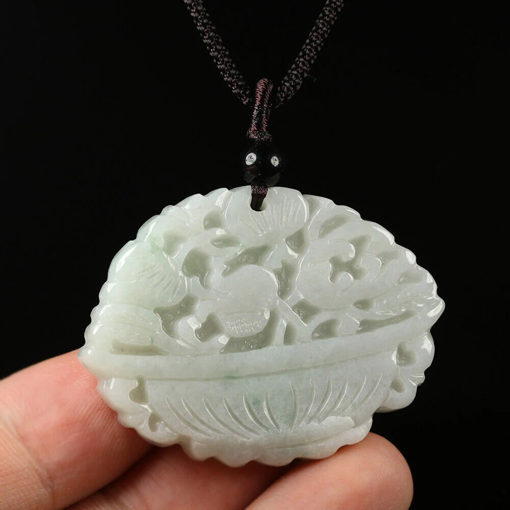 Certified Grade A Green Natural Jade Jadeite Pendant Flower Basket - Image 3