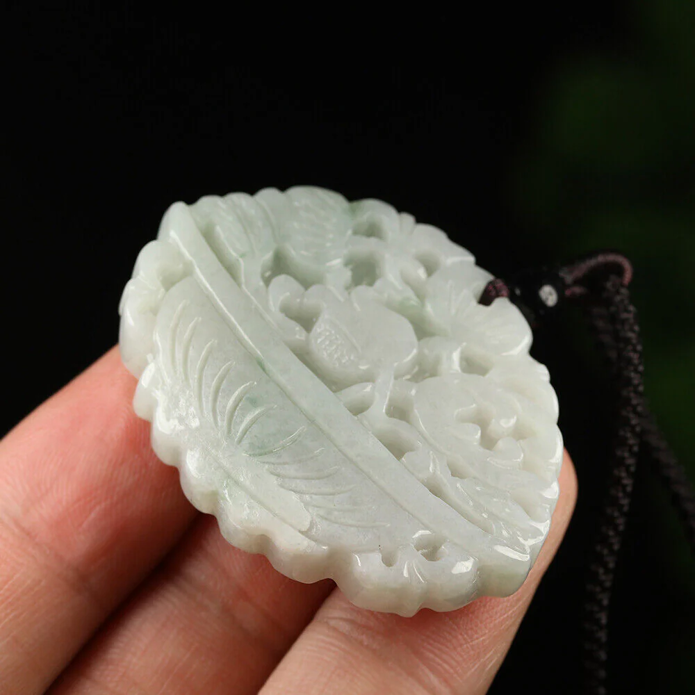 Certified Grade A Green Natural Jade Jadeite Pendant Flower Basket - Image 4