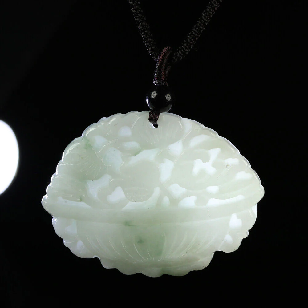 Certified Grade A Green Natural Jade Jadeite Pendant Flower Basket - Image 5