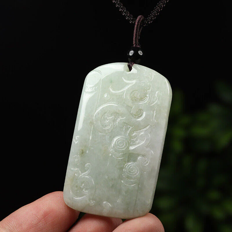 Certified Grade A Green Natural Jade Jadeite Pendant Hand Carved Old Dragon Necklace - Image 2