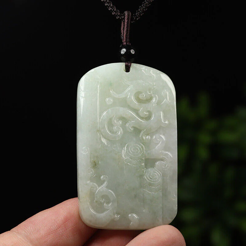 Certified Grade A Green Natural Jade Jadeite Pendant Hand Carved Old Dragon Necklace - Image 4
