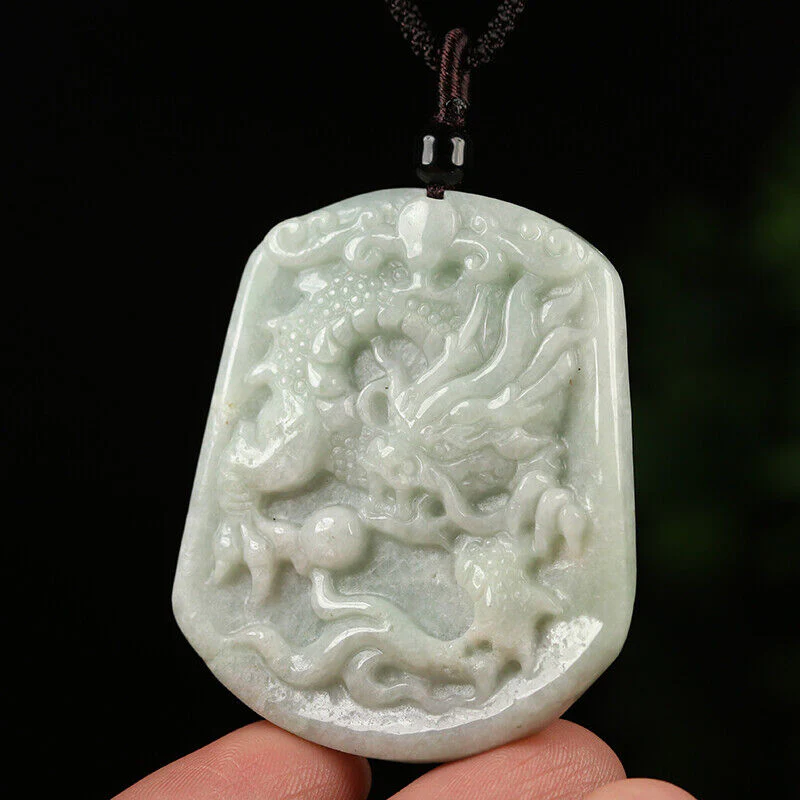 Certified Grade A Green Natural Jade Jadeite Pendant Handmade Dragon Necklace - Image 2