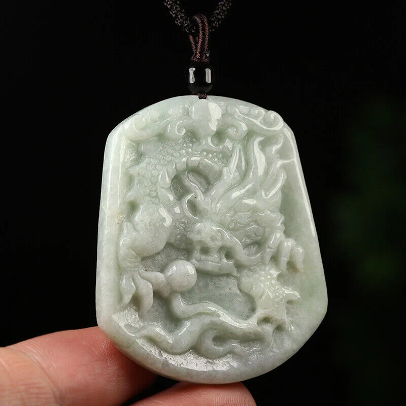 Certified Grade A Green Natural Jade Jadeite Pendant Handmade Dragon Necklace - Image 3