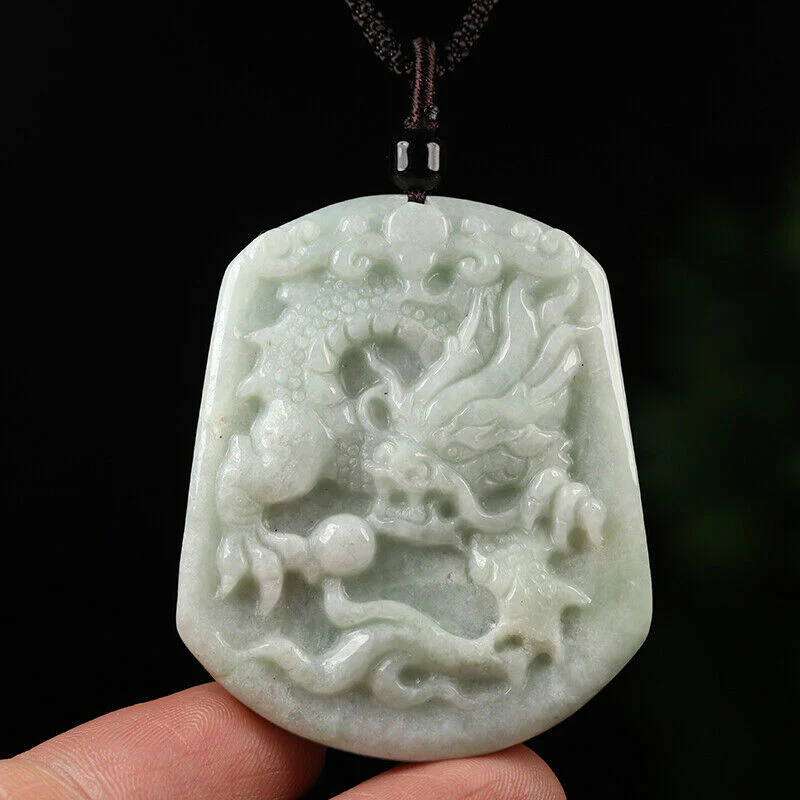Certified Grade A Green Natural Jade Jadeite Pendant Handmade Dragon Necklace - Image 4