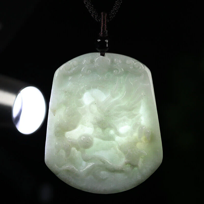 Certified Grade A Green Natural Jade Jadeite Pendant Handmade Dragon Necklace - Image 5