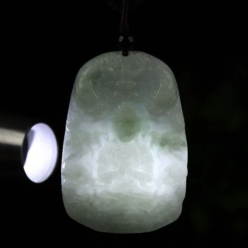 Certified Grade A Green Natural Jade Jadeite Pendant Kwan-Yin Dragon Necklace - Image 4