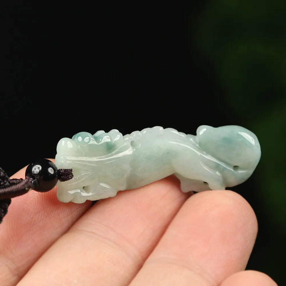 Certified Grade A Green Natural Jadeite Jade Pendant Handmade Dragon Necklace - Image 4