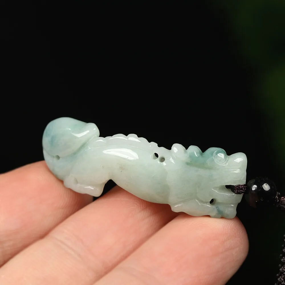 Certified Grade A Green Natural Jadeite Jade Pendant Handmade Dragon Necklace - Image 5