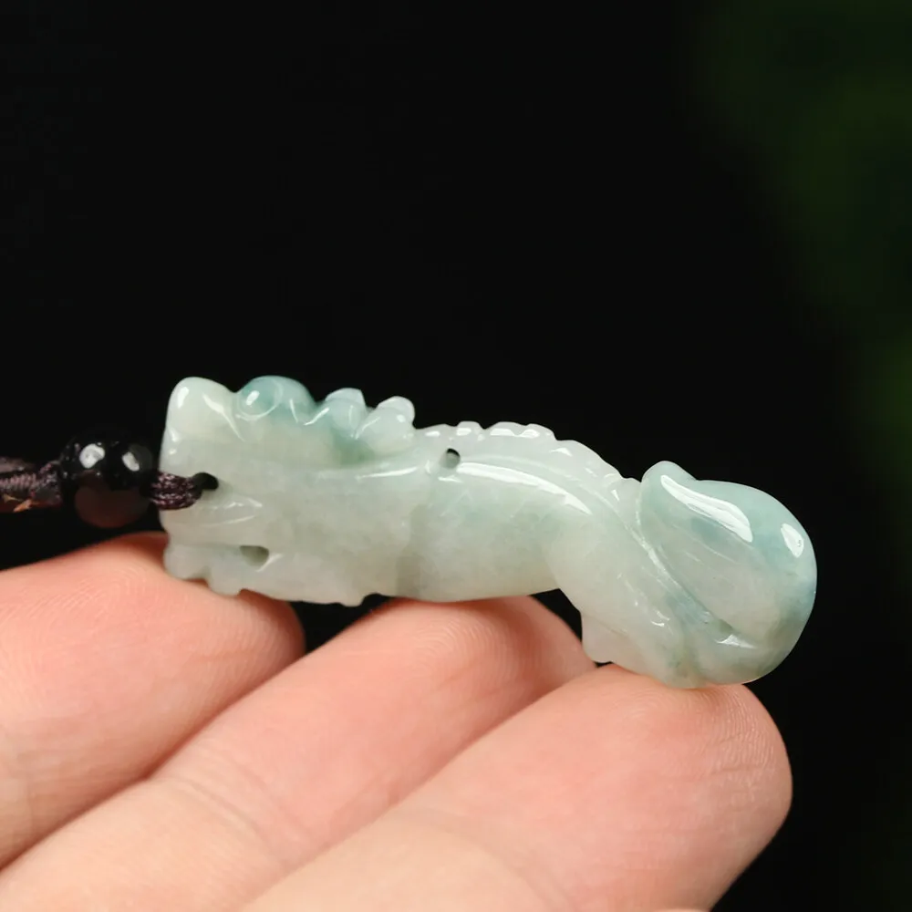 Certified Grade A Green Natural Jadeite Jade Pendant Handmade Dragon Necklace - Image 6