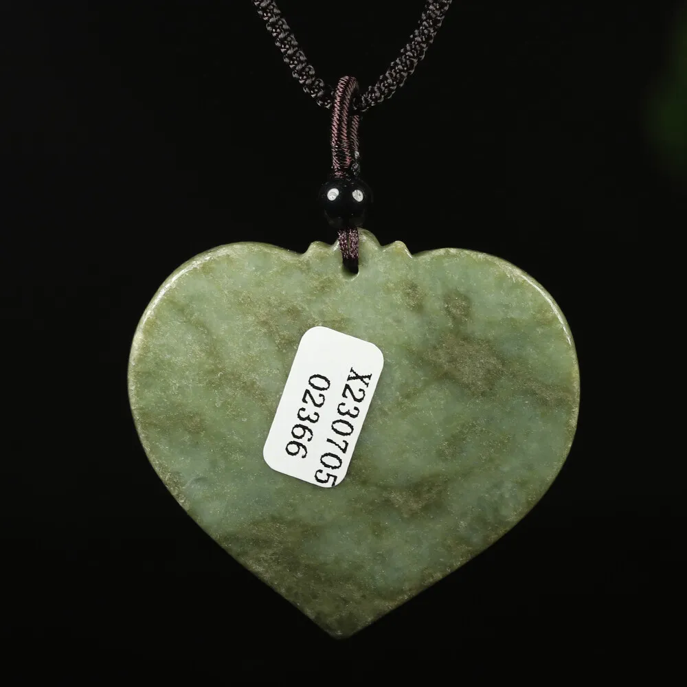 Certified Grade A Green Natural Jadeite Jade Pendant Heart Lover Hand - Image 8