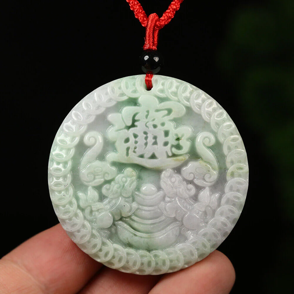 Certified Grade A Lavender Green Natural Jadeite Jade Pendant Pixiu - Image 2