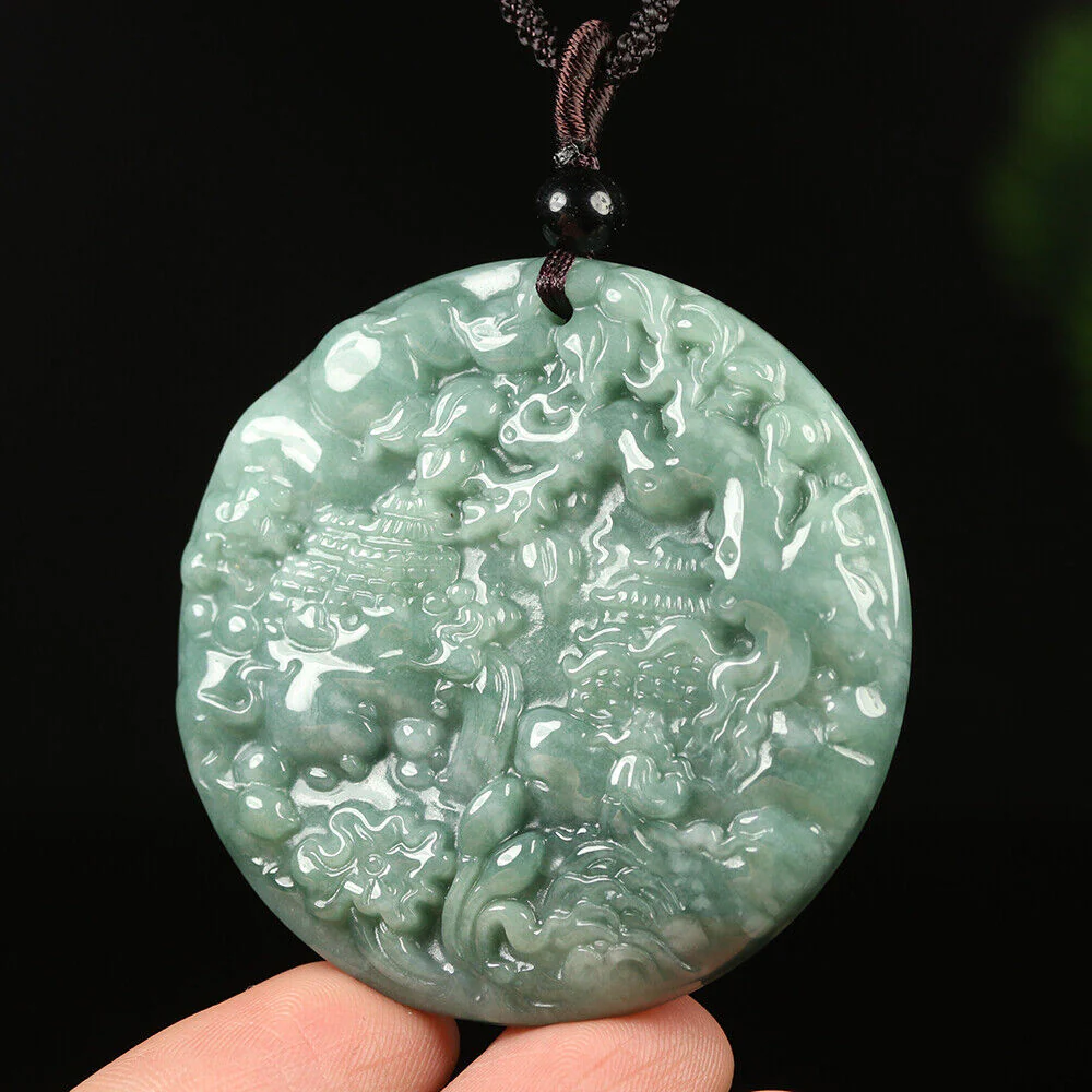 Certified Grade A Oil Green Natural Jadeite Jade Pendant Landscape - Image 2