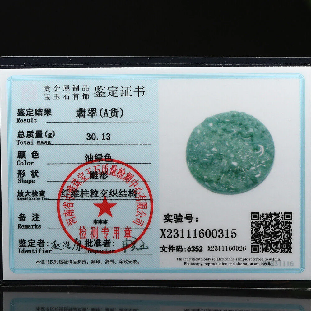 Certified Grade A Oil Green Natural Jadeite Jade Pendant Landscape - Image 9