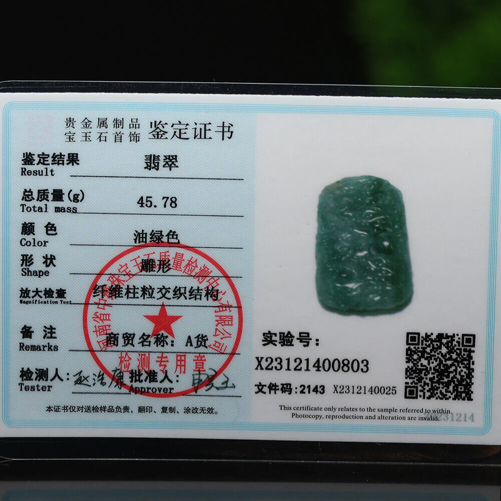 Certified Grade A Oil Green Natural Jadeite Jade Pendant Nine-Dragons Necklace - Image 7