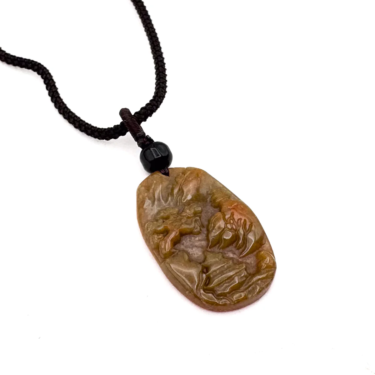 Certified Grade A Red Brown Natural Jadeite Jade Pendant Landscape Necklace - Image 4