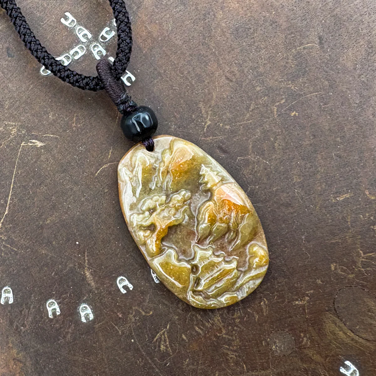 Certified Grade A Red Brown Natural Jadeite Jade Pendant Landscape Necklace - Image 7