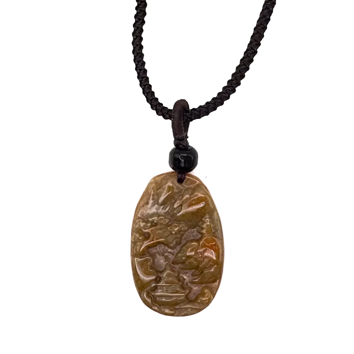 Certified Grade A Red Brown Natural Jadeite Jade Pendant Landscape Necklace - Image 8