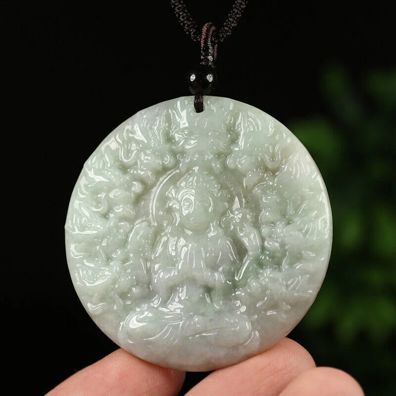 Certified Grade A Red Green Natural Jade Jadeite Pendant Kwan-Yin Dragon Necklace - Image 3