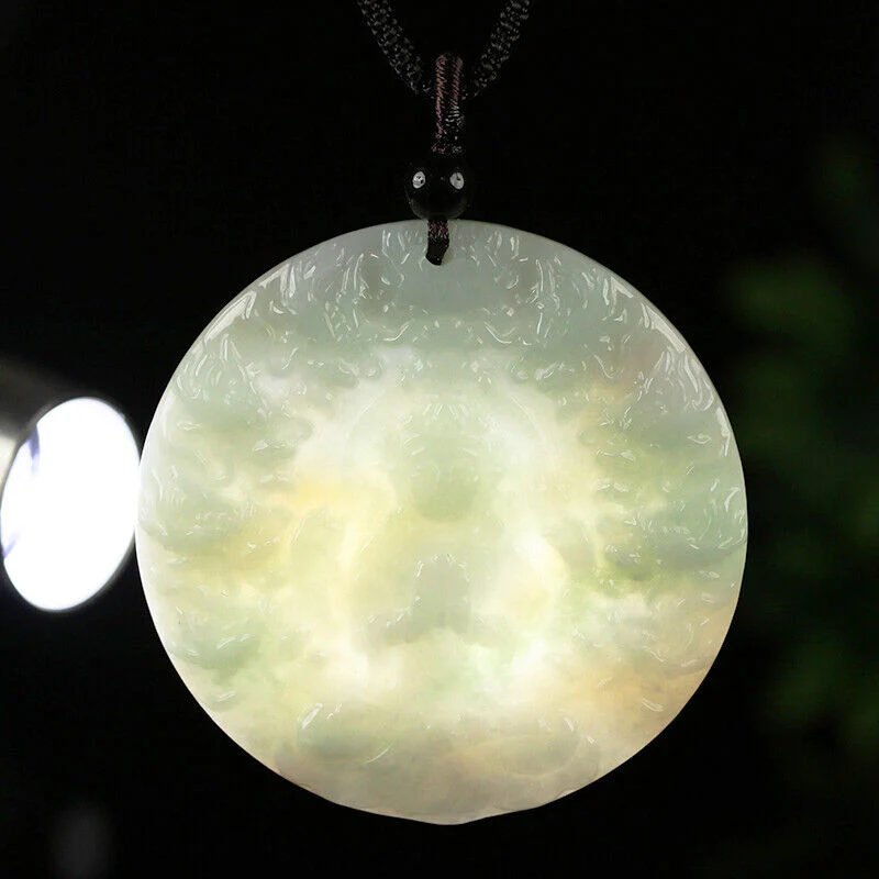 Certified Grade A Red Green Natural Jade Jadeite Pendant Kwan-Yin Dragon Necklace - Image 8