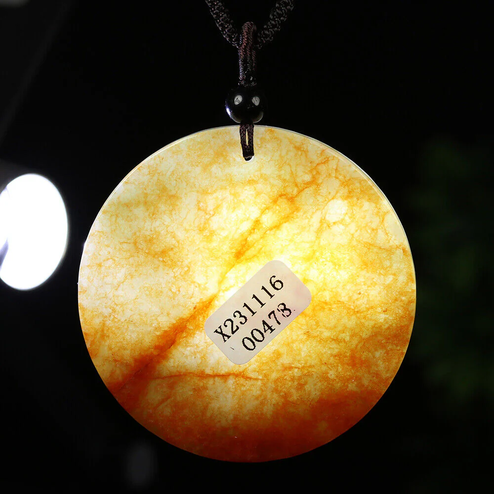 Certified Grade A Red Green Natural Jade Jadeite Pendant Money God Flower Necklace - Image 8