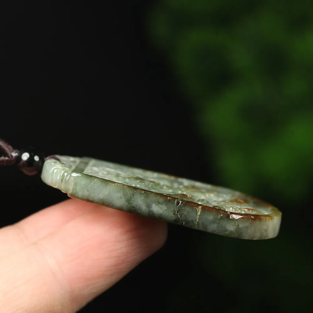 Certified Grade A Red Green Natural Jadeite Jade Pendant Carved Dragon - Image 10