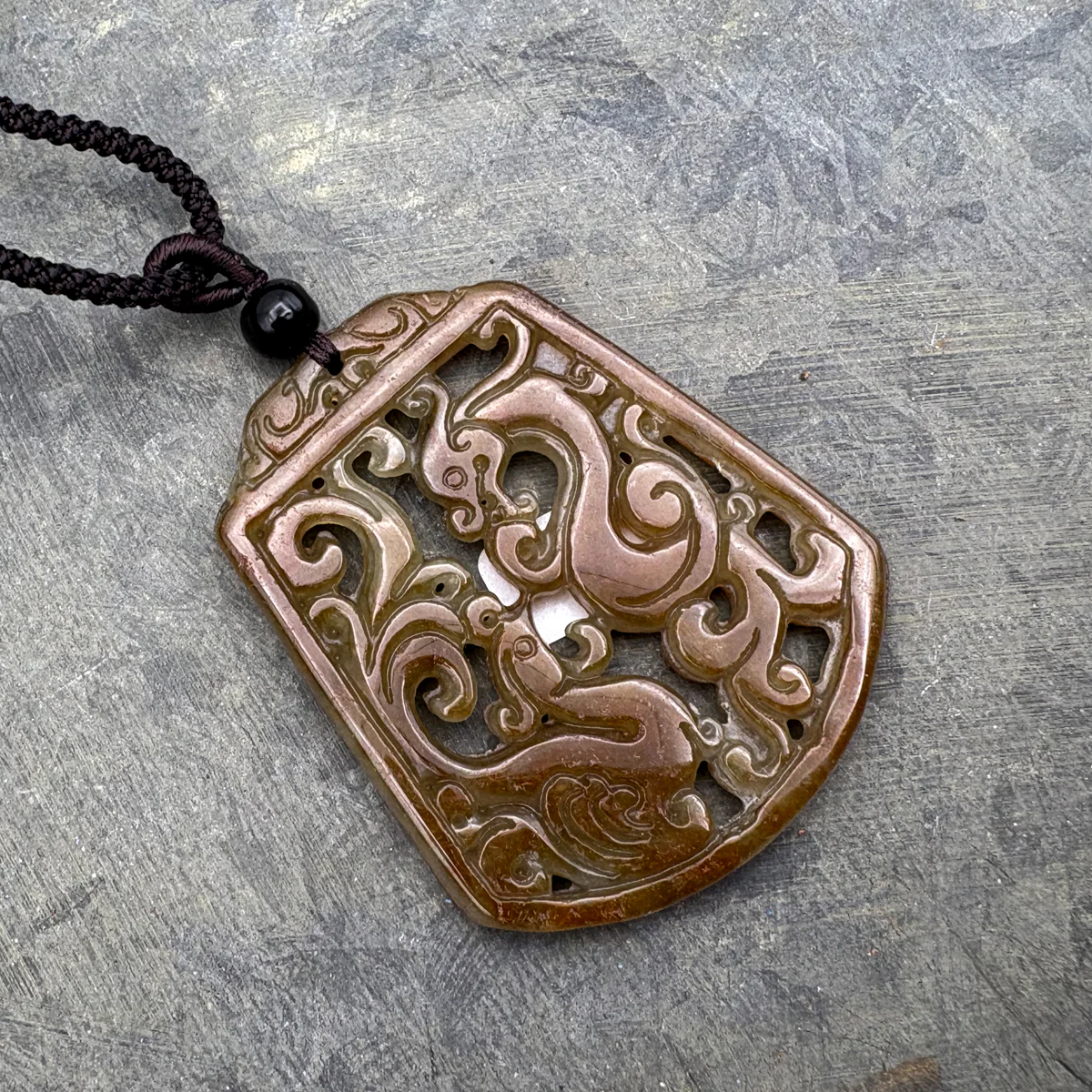 Certified Grade A Red Green Natural Jadeite Jade Pendant Dragon Phoenix Necklace - Image 5