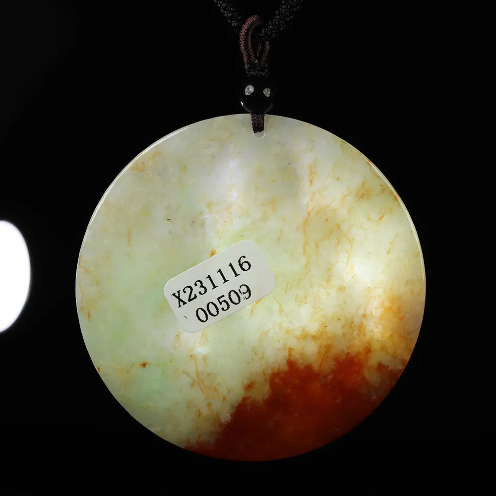 Certified Grade A Red Green Natural Jadeite Jade Pendant Kwan-Yin - Image 9